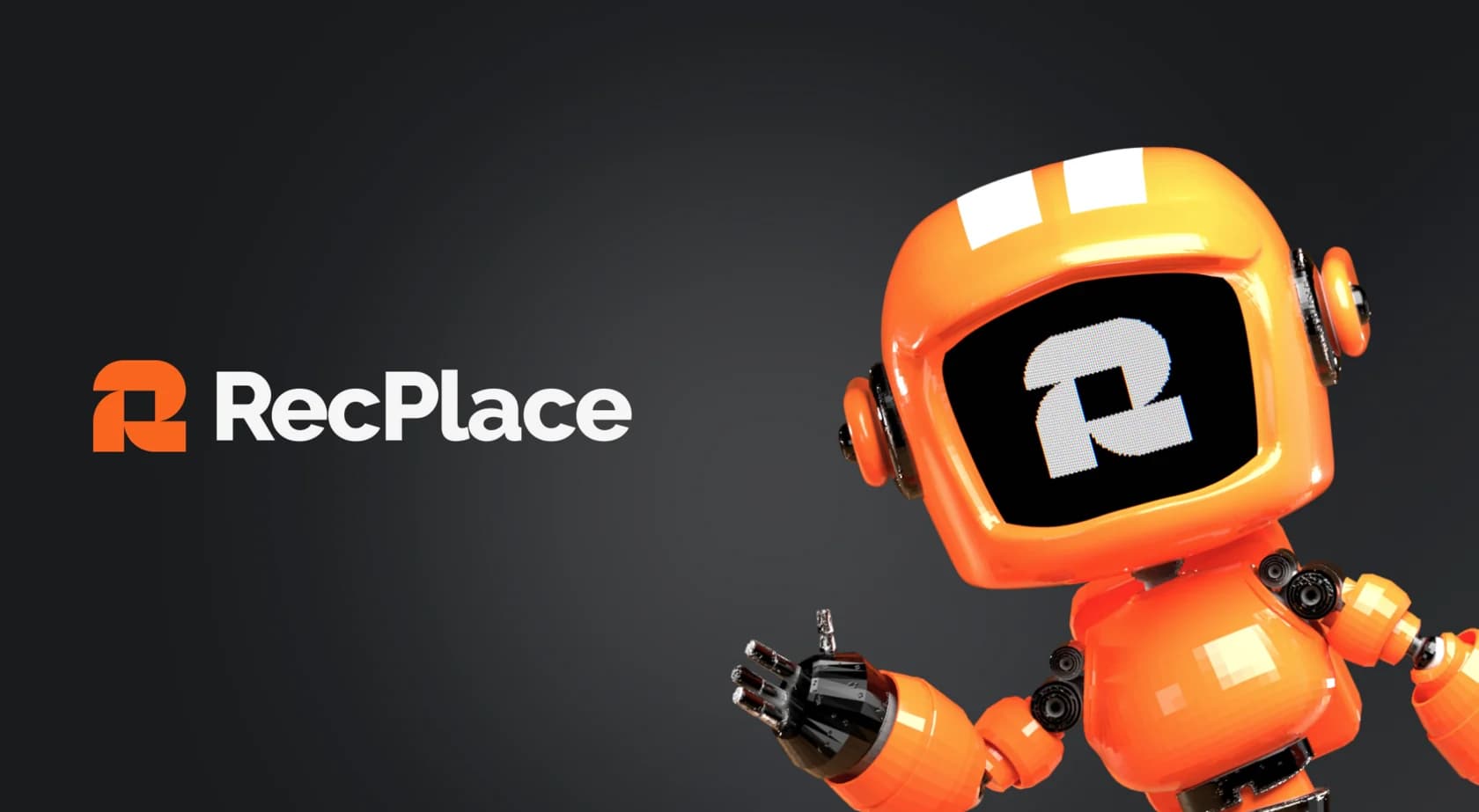Логотип RecPlace и оранжевый робот