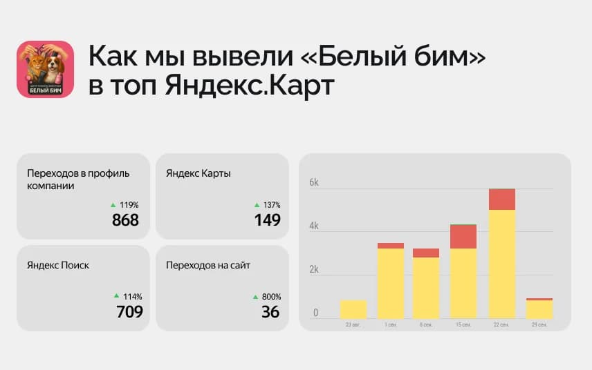Как мы вывели «Белый бим» в топ Яндекс.Карт